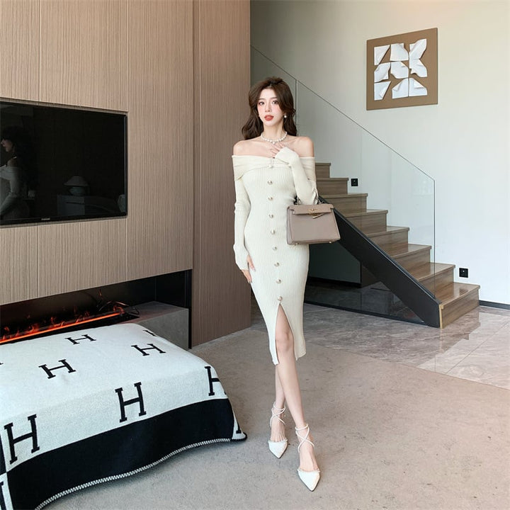 【dress】女性力を高める～エレガントニットワンピース　M17490