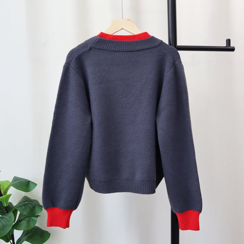 【outer】配色ニットカーデ　M26941