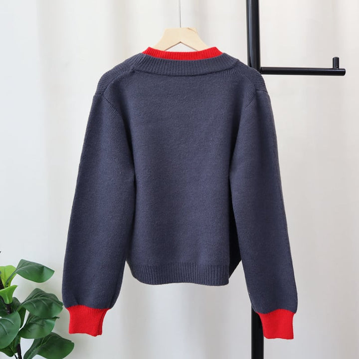 【outer】配色ニットカーデ　M26941