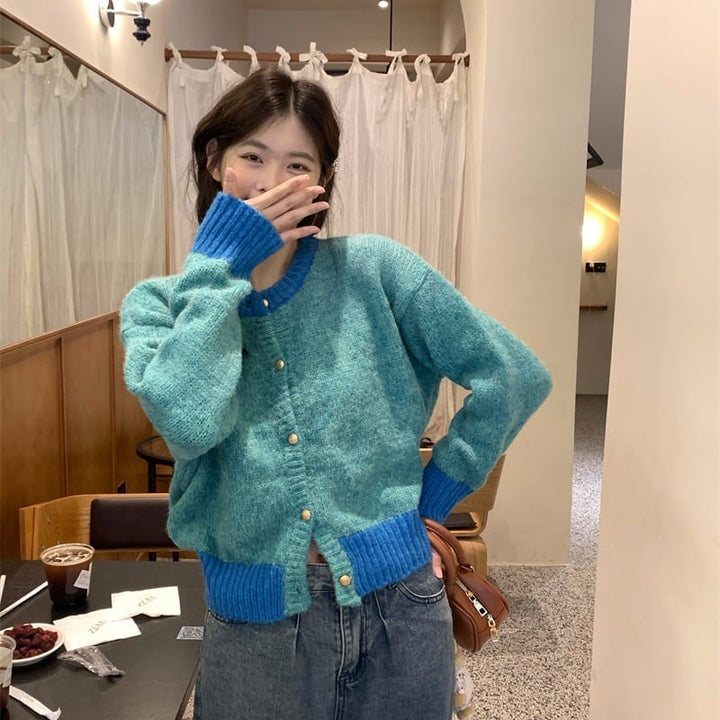 【outer】配色ニットカーデ　M26904