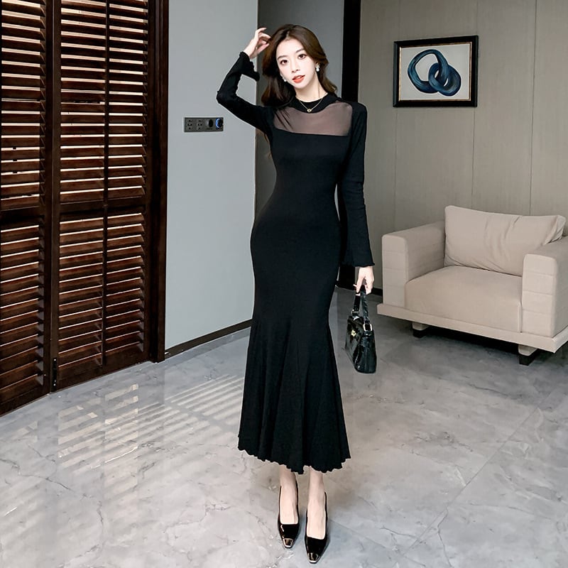 【dress】マーメイドチュールドッキングワンピース　M26803