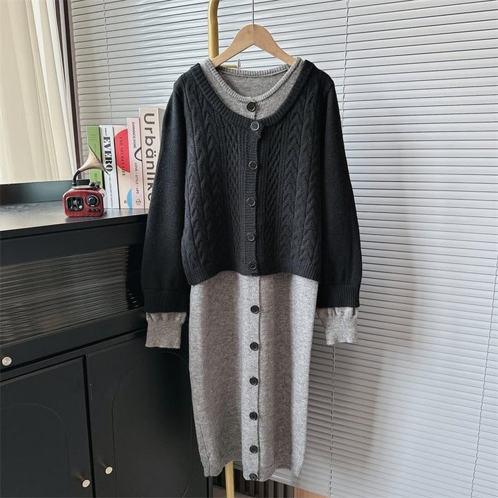 【set】ニットカーデ×ワンピースセット　M18209