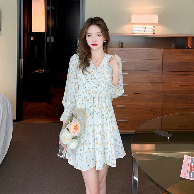 【dress】存在感 スウィートオシャレ花柄ワンピース　M17070