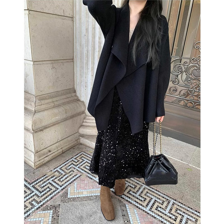 【outer】ニットコートベルト付き　M27022