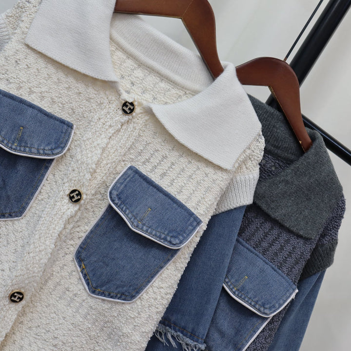 【outer】フラップポケットニットカーデ　M18290
