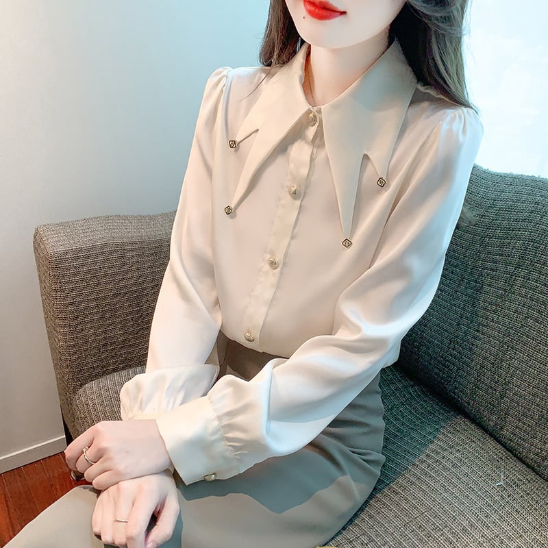 【tops】好感度UPエレガントシャツトップス着心地良い　M17150