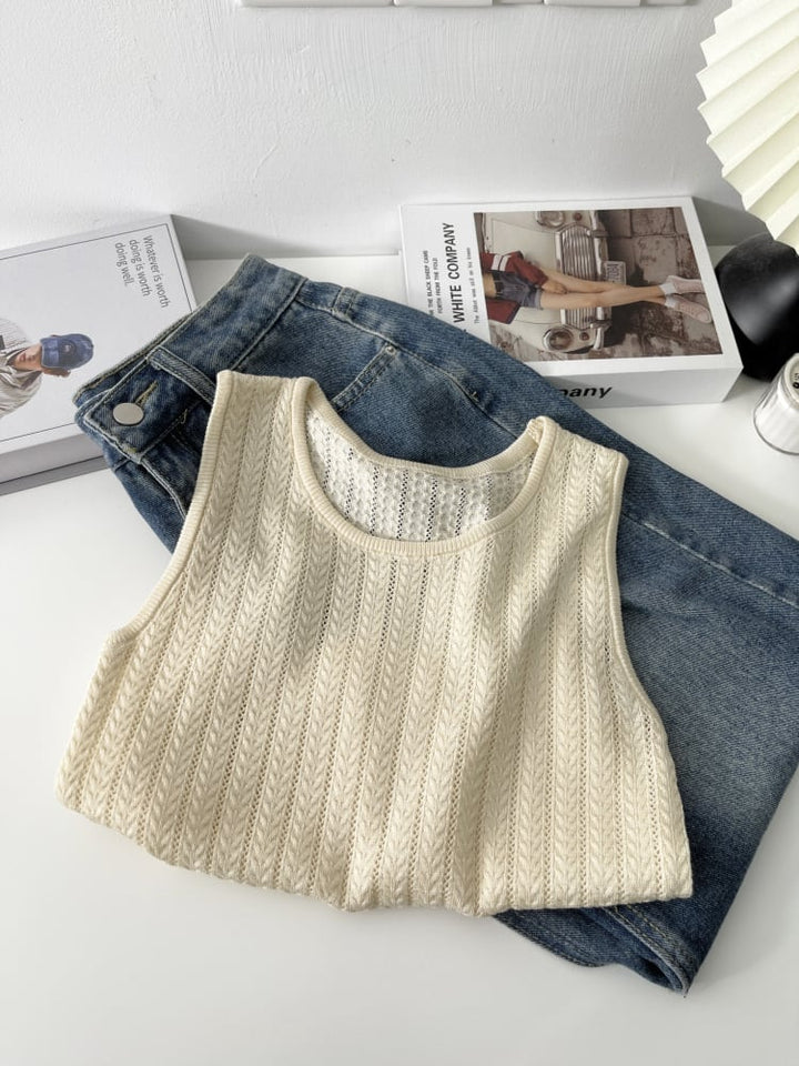 【tops】ニットノースリーブトップス　M29941