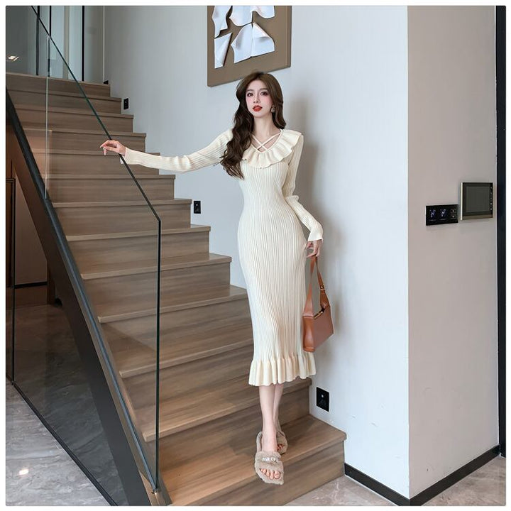 【dress】フリルニットワンピース　M28585