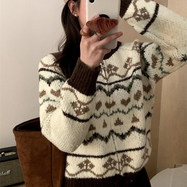 【outer】ジャカードニットカーデ　M27120