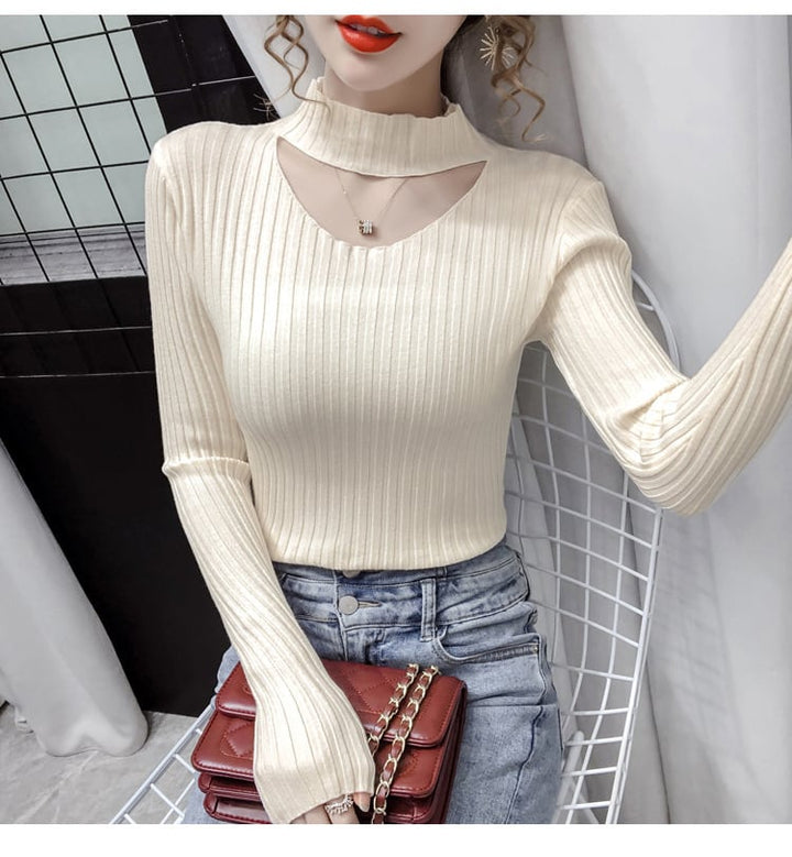【tops】カットワークニットトップス　M27003