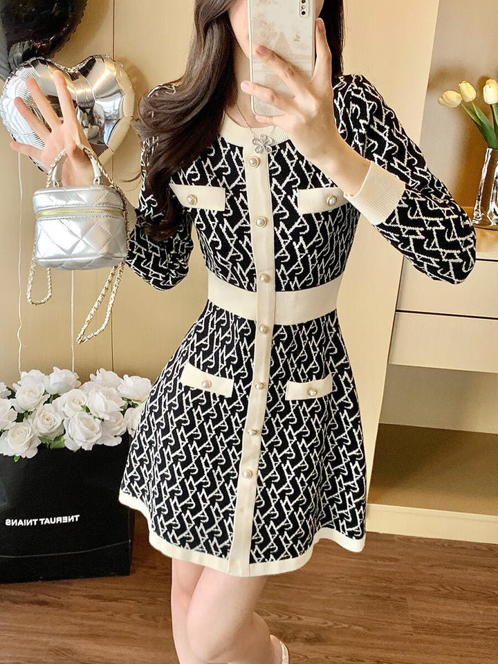 【dress】ジャカードニットワンピース　M28424