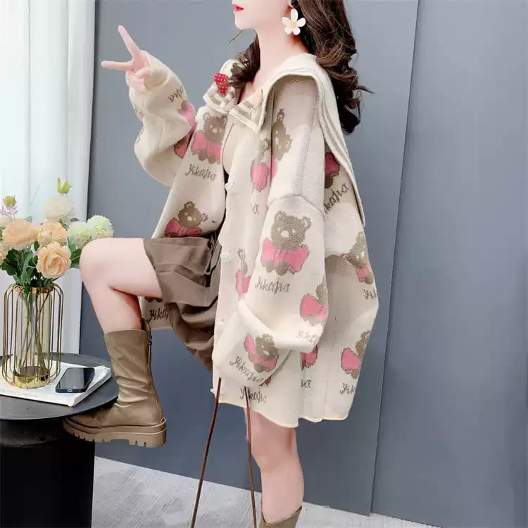 【outer】カートゥーンニットカーデ　M26470