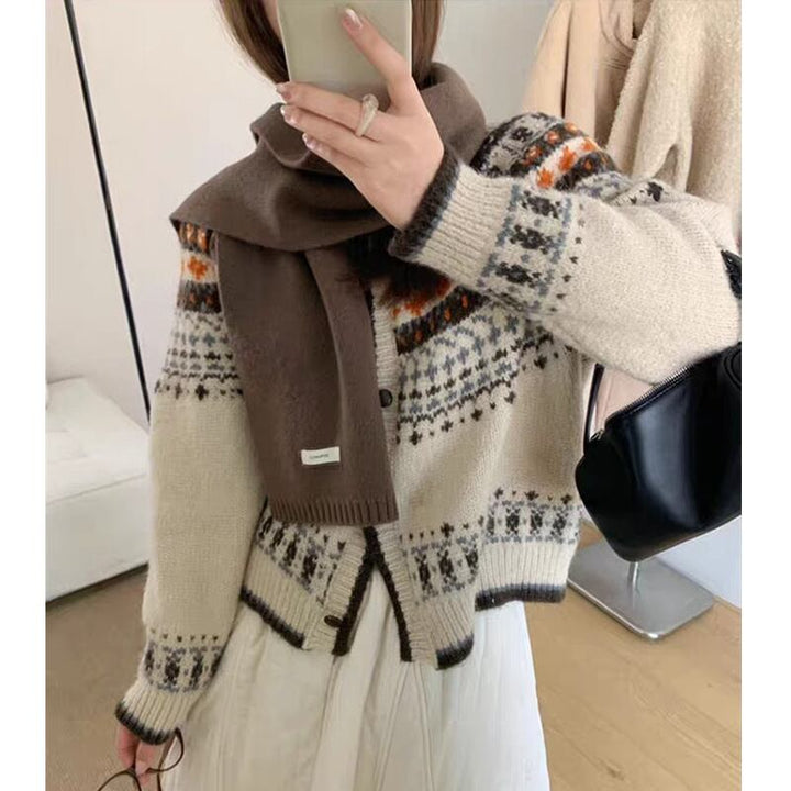 【outer】ジャカードニットカーデ　M28874