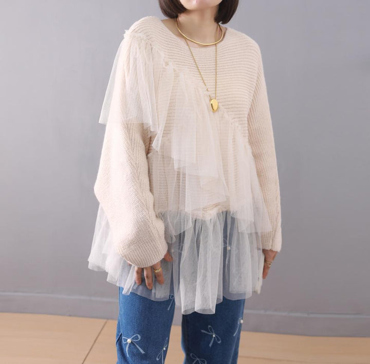 【tops】チュールドッキングニットセーター　M26966