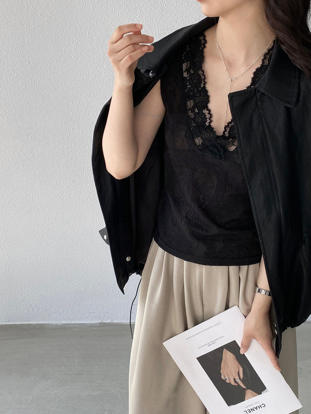 【tops】ノースリーブレーストップス Q8248