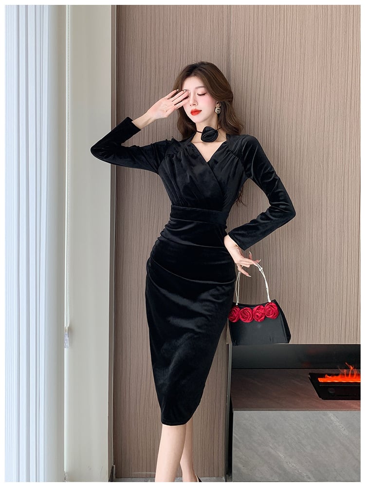 【dress】ベルベットデートワンピース　M18271