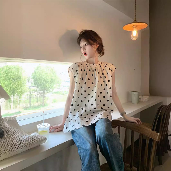 【tops】ドット柄トップス　M25034