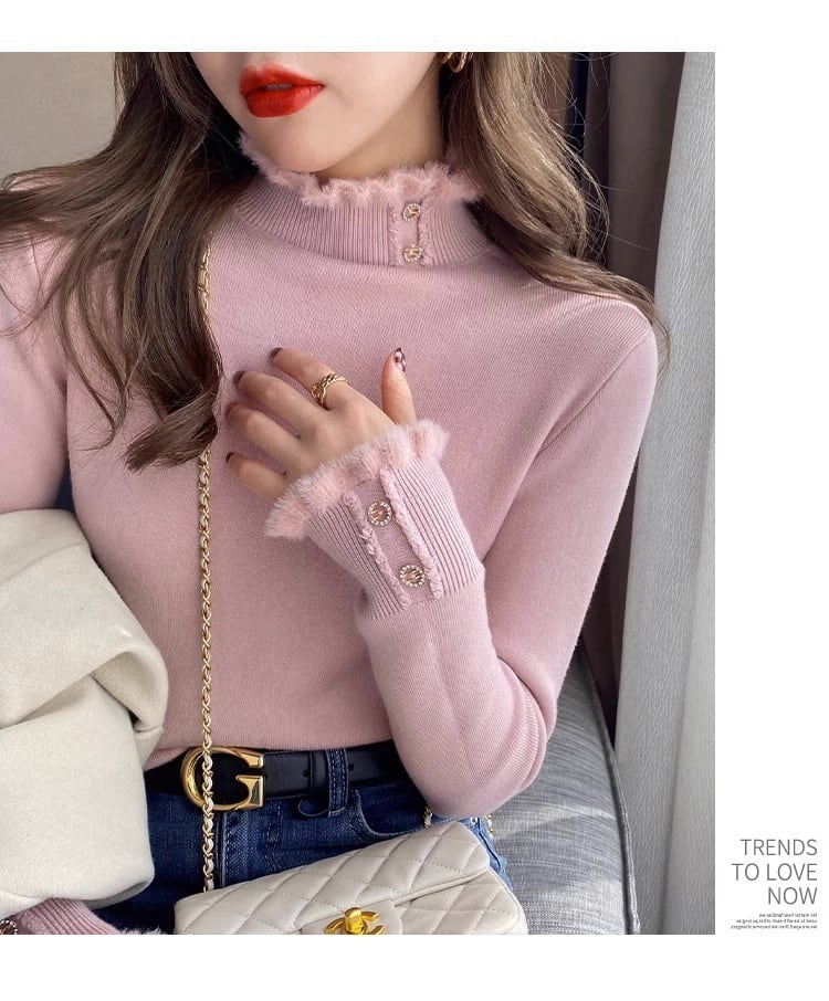 【tops】裹起毛ニットトップス　M26436
