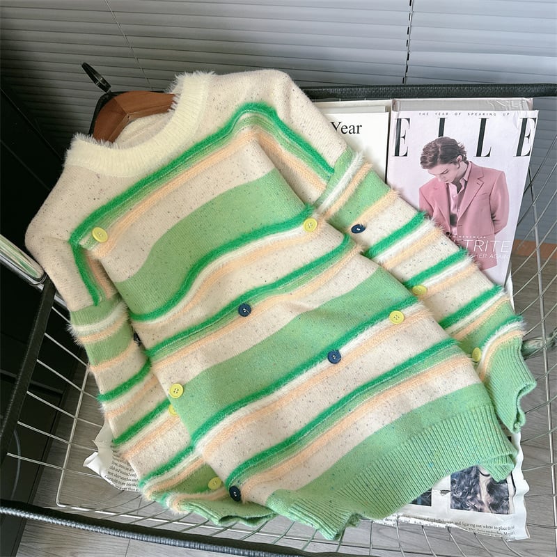 【tops】ボーダー柄ニットセーター　M26389