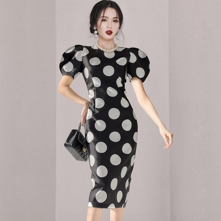 【dress】おしゃれ！ドット柄デートワンピース韓国系超人気　M17179