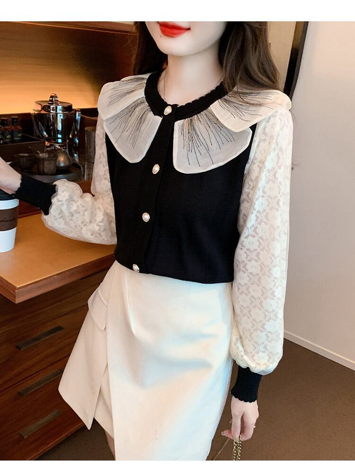 【tops】ドッキングニットトップス　M18814