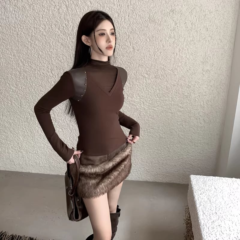 【tops】チュールドッキングトップス Q8178