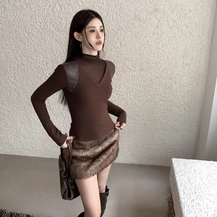 【tops】チュールドッキングトップス Q8178