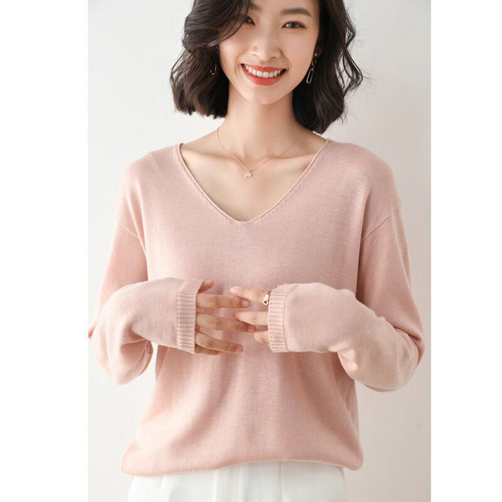 【tops】Vネックニットプルオーバー　M19161