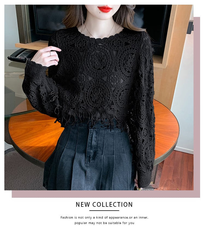 【tops】優しい雰囲気カットワークレーストップス　M17665