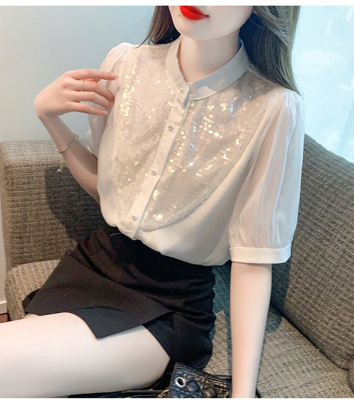 【tops】存在感 スウィートオシャレシャツトップス　M16788