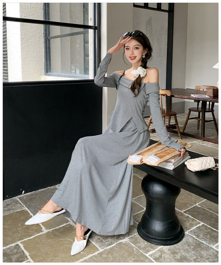 【set】不規則 イレギュラーTシャツ+スカートセット　M26555