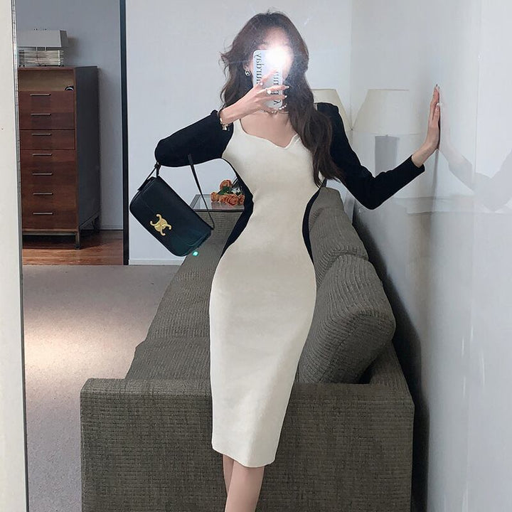 【dress】配色切り替えニットワンピース　M27808