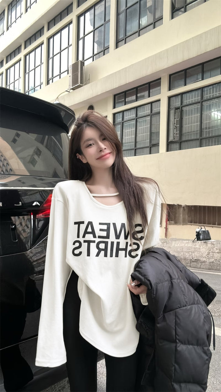 【tops】プリント長袖Tシャツ　M29575