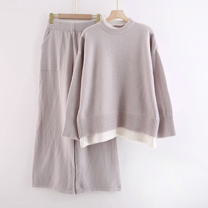 【set】ニットセーター×ワイドパンツセット　M18492