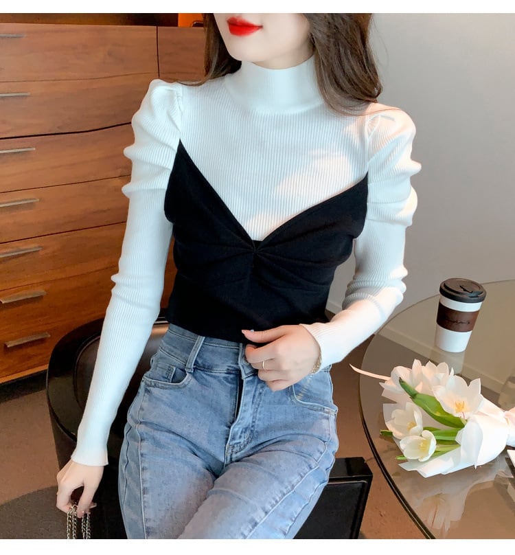 【tops】切り替えニットトップス　M26141