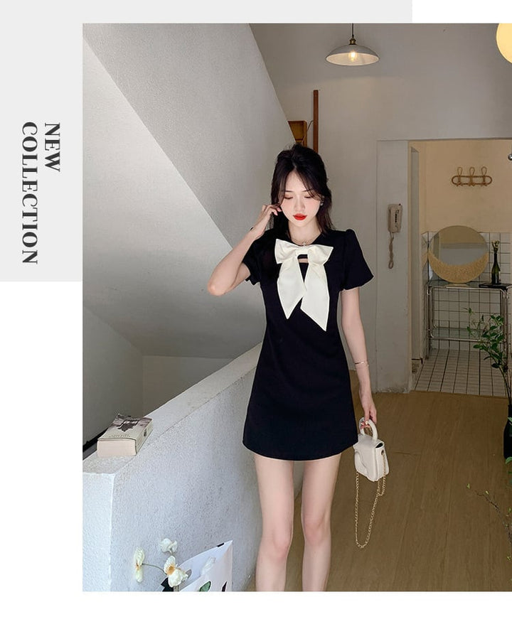 【dress】人気アイテム ! リボン付きデートワンピース　M17233