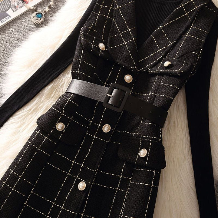 【set】ニットトップス×ベストワンピースセット Q8362
