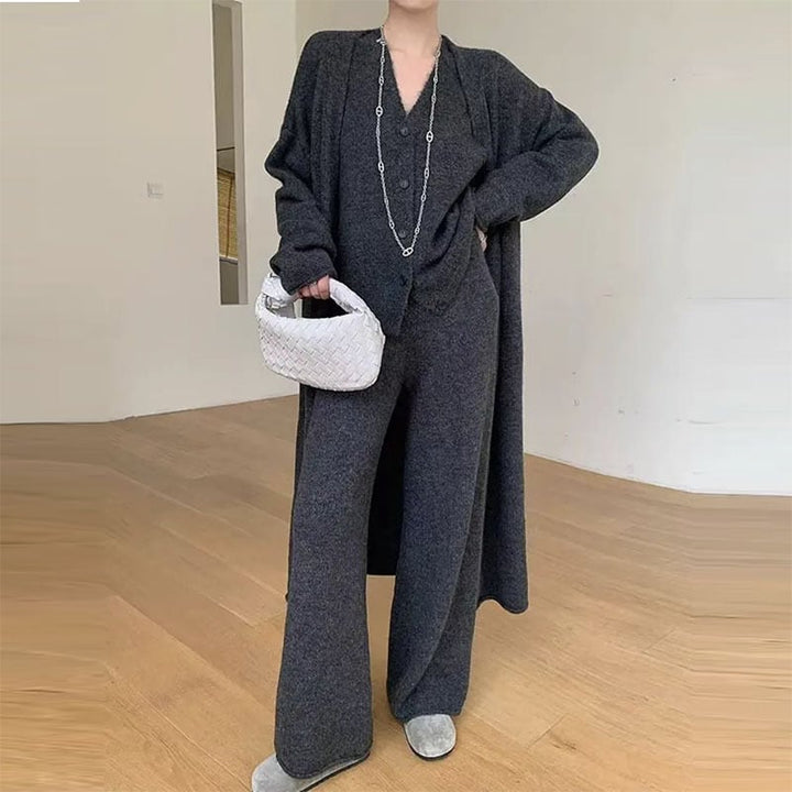 【set】ベスト×ニットカーデ×ワイドパンツ3点セット　M27267