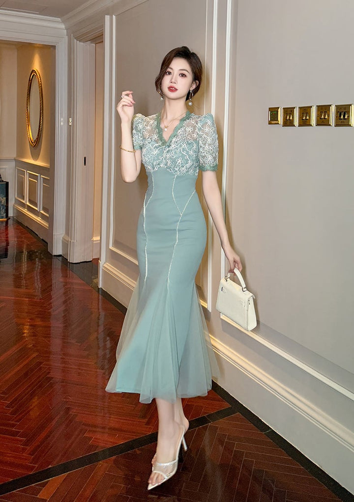 【dress】レースマーメイドワンピース　M25071