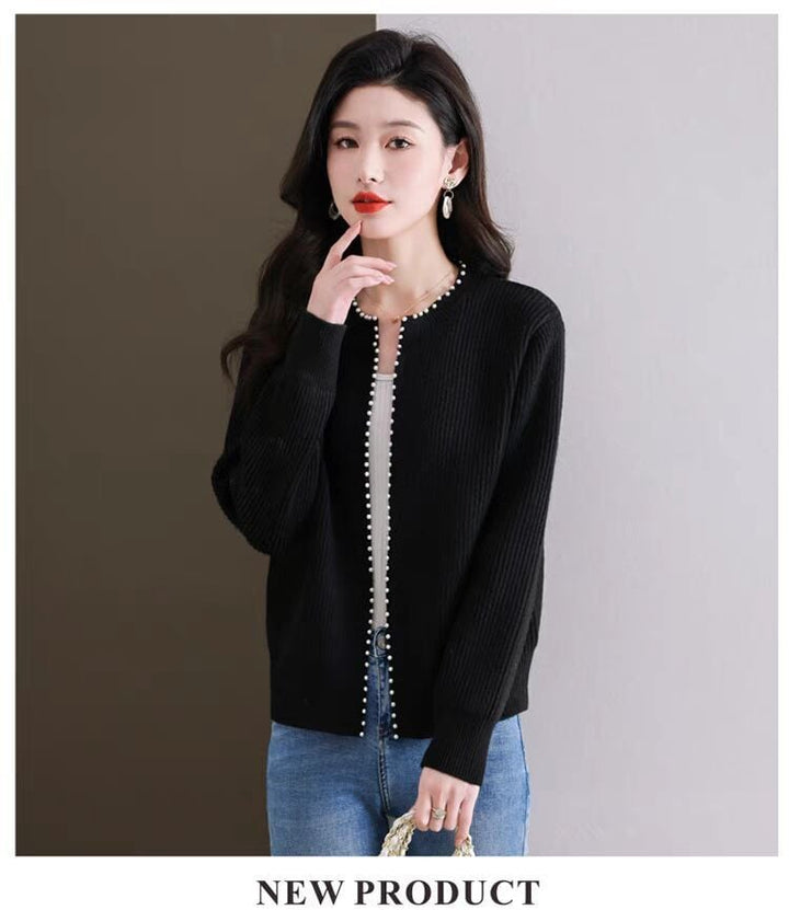 【outer】パールニットカーデ　M26259