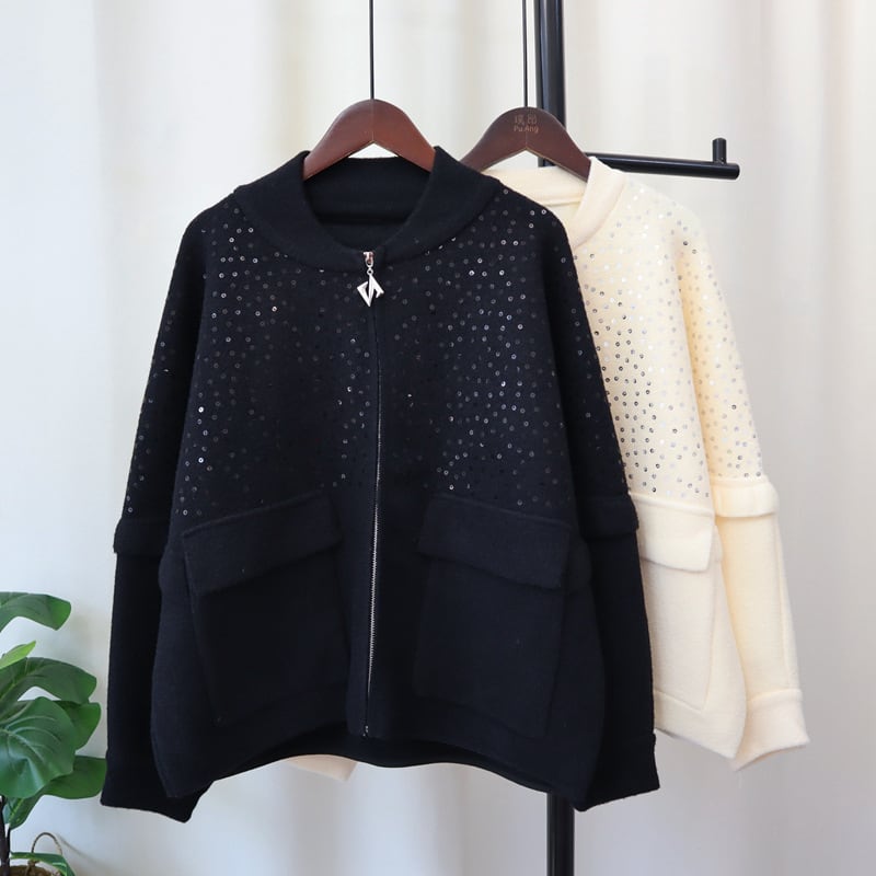 【outer】スパンコールラシャ生地アウター 　M26490