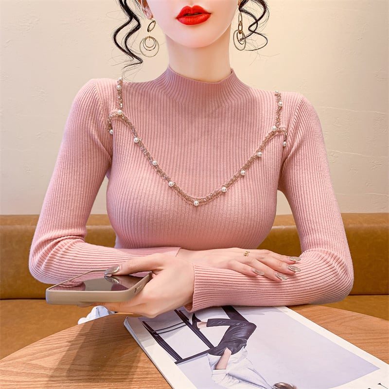 【tops】パールニットトップス　M27695