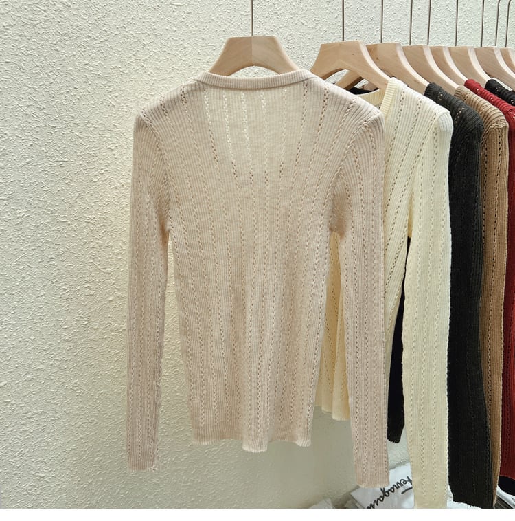 【tops】カットワークニットトップス　M26513