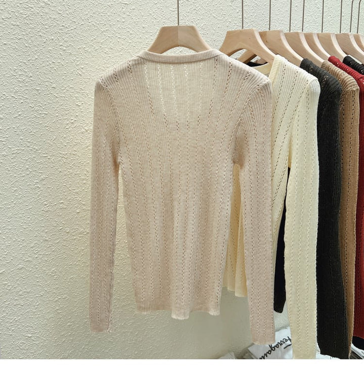 【tops】カットワークニットトップス　M26513