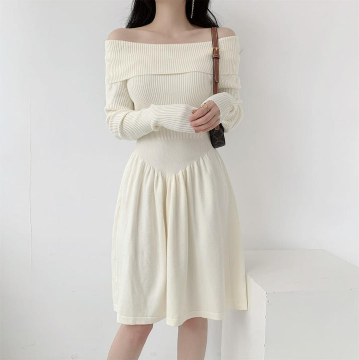 【dress】オフショルダーニットワンピース　M28032