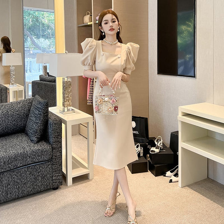【dress】パフスリーブワンピース　M23076