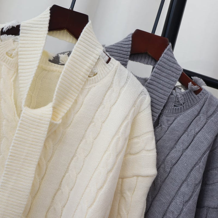 【tops】不規則 イレギュラーニットセーター　M28597