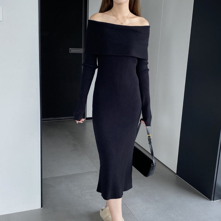 【dress】ボートネックニットワンピース　M18734