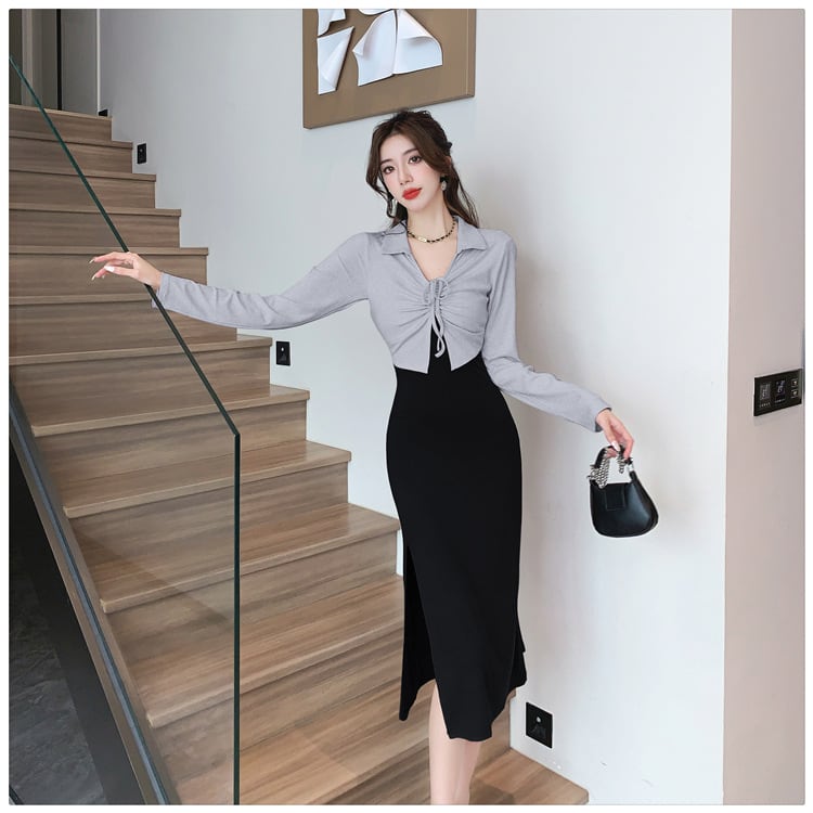 【dress】好感度UP切り替えスリットデートワンピース　M17625