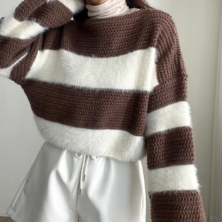 【tops】ボーダー柄ニットセーター　M26908